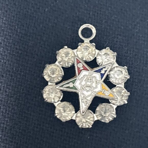 Vintage Order Of Eastern Star Rhinestone Pendant Charms Masonic - Picture 4 of 10